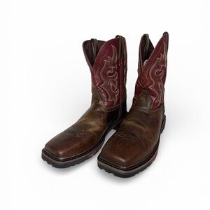 Justin Boots Brown and Burgundy Western Boots